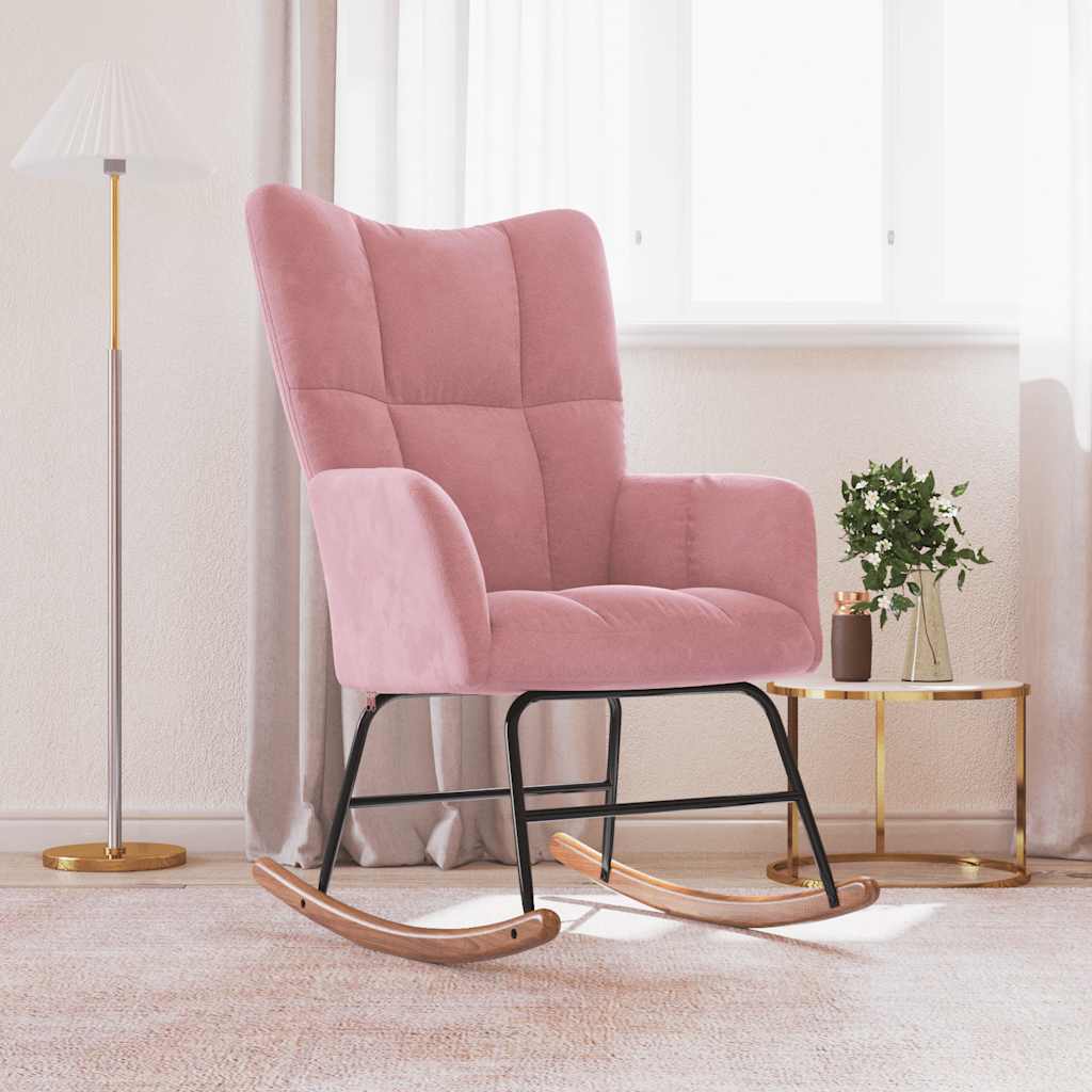 Schommelstoel fluweel roze is nu te koop bij PeponiXL, paradijselijk wonen!