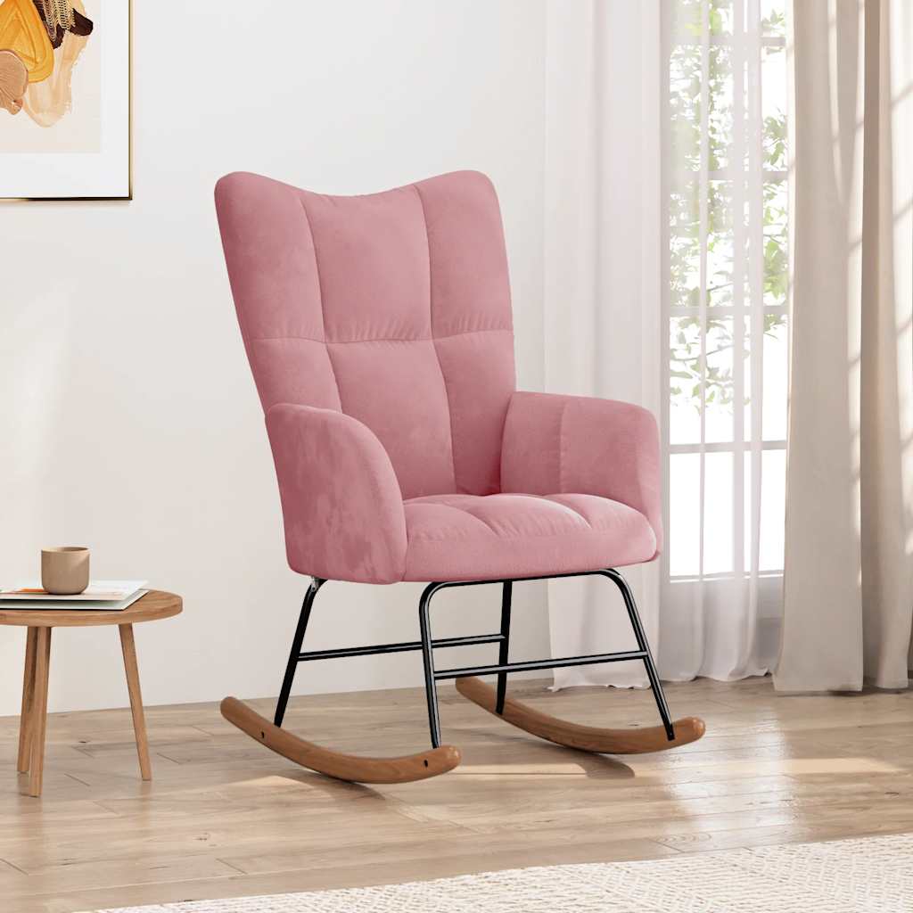 Schommelstoel fluweel roze is nu te koop bij PeponiXL, paradijselijk wonen!