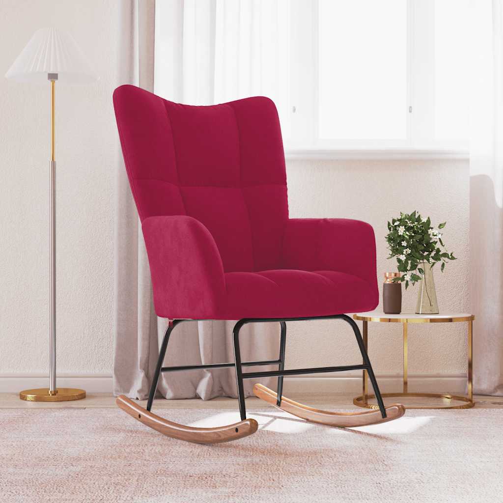 Schommelstoel fluweel wijnrood is nu te koop bij PeponiXL, paradijselijk wonen!