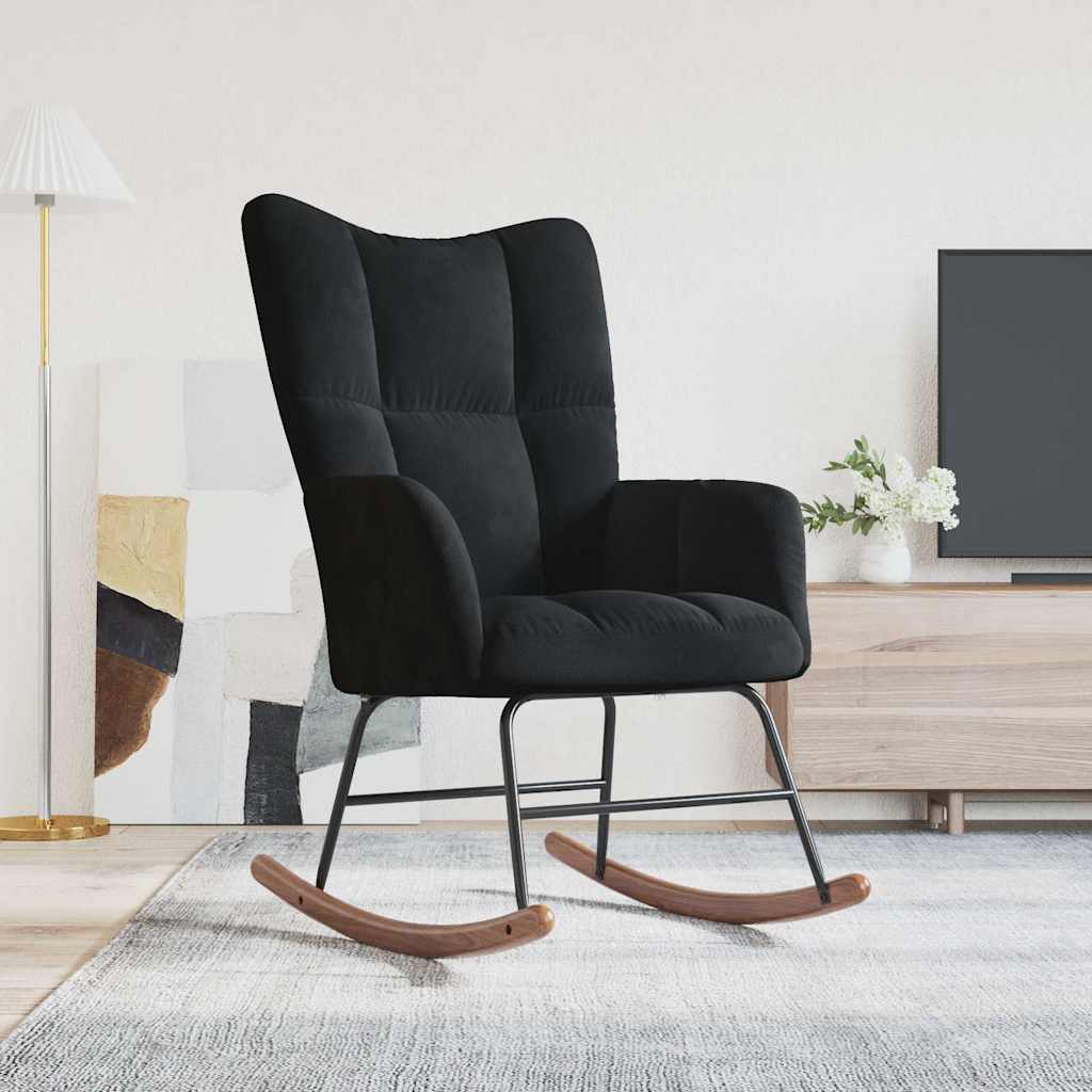 Schommelstoel fluweel zwart is nu te koop bij PeponiXL, paradijselijk wonen!