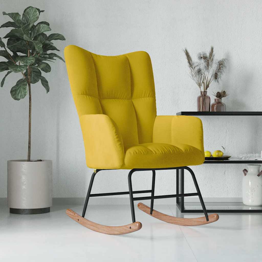 Schommelstoel fluweel mosterdgeel is nu te koop bij PeponiXL, paradijselijk wonen!