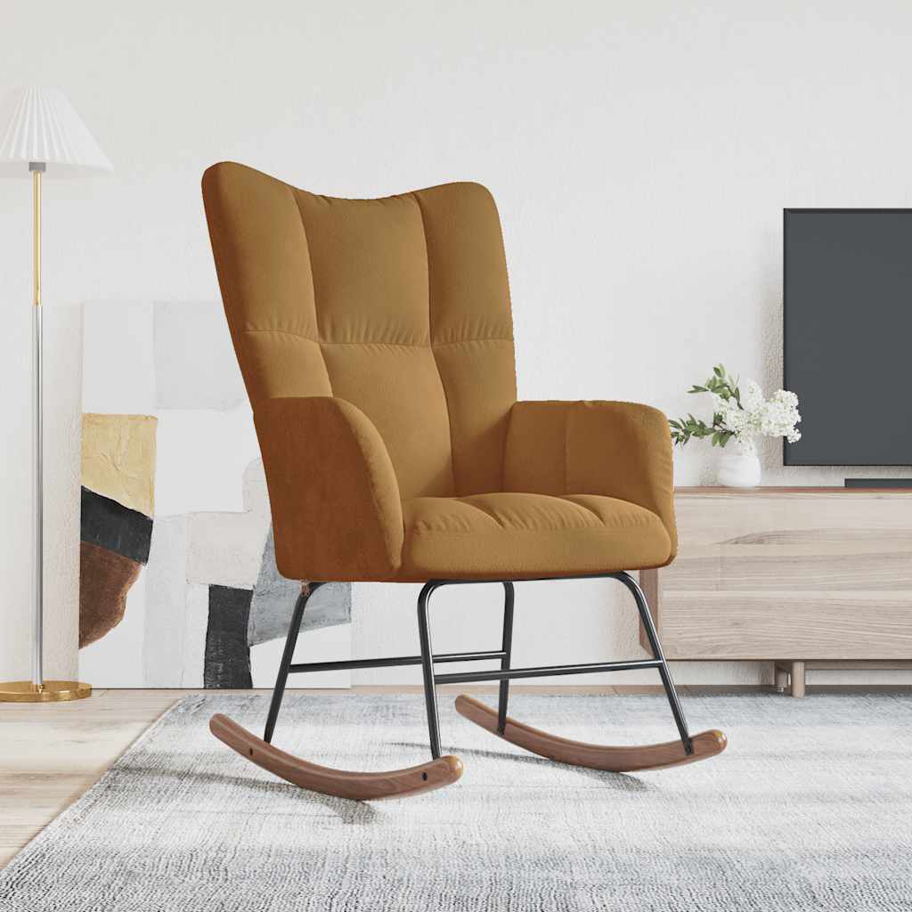 Schommelstoel fluweel bruin is nu te koop bij PeponiXL, paradijselijk wonen!
