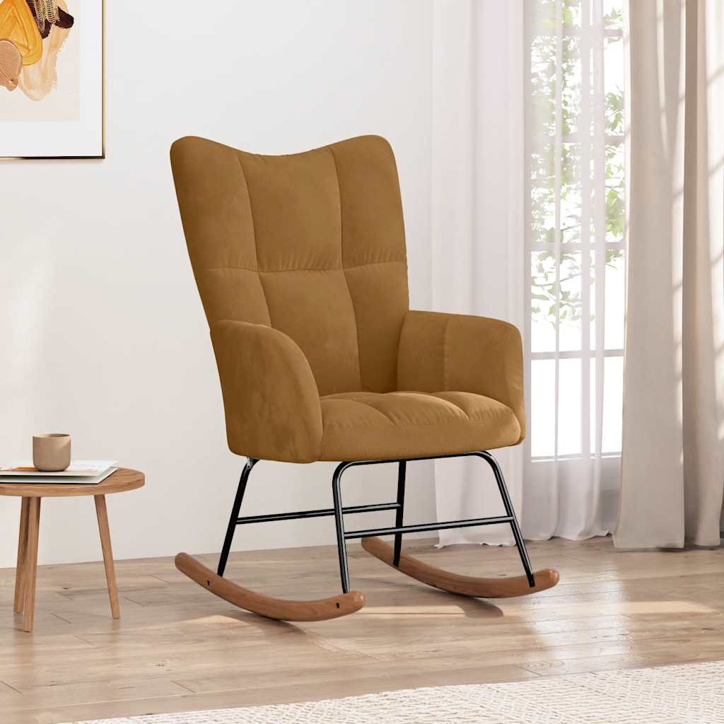 Schommelstoel fluweel bruin is nu te koop bij PeponiXL, paradijselijk wonen!