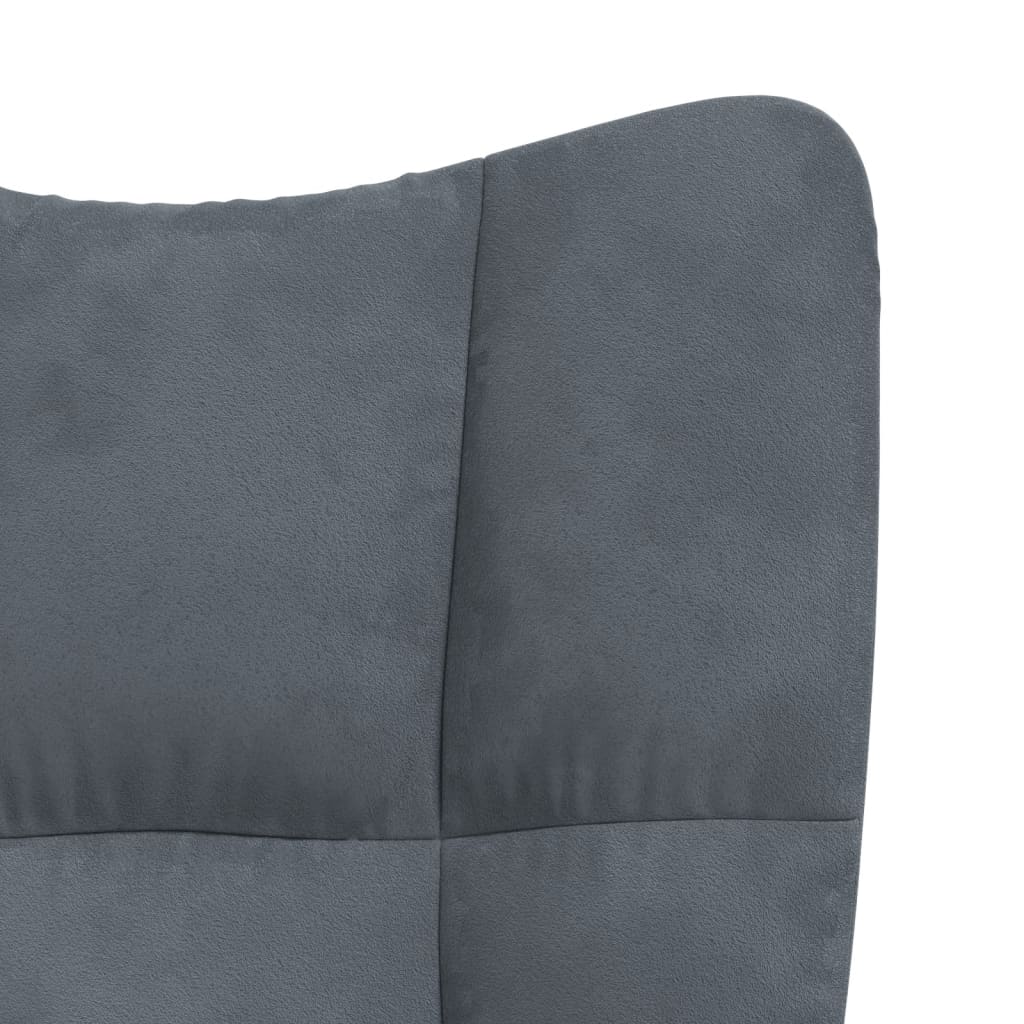 Schommelstoel met voetenbank fluweel donkergrijs is nu te koop bij PeponiXL, paradijselijk wonen!