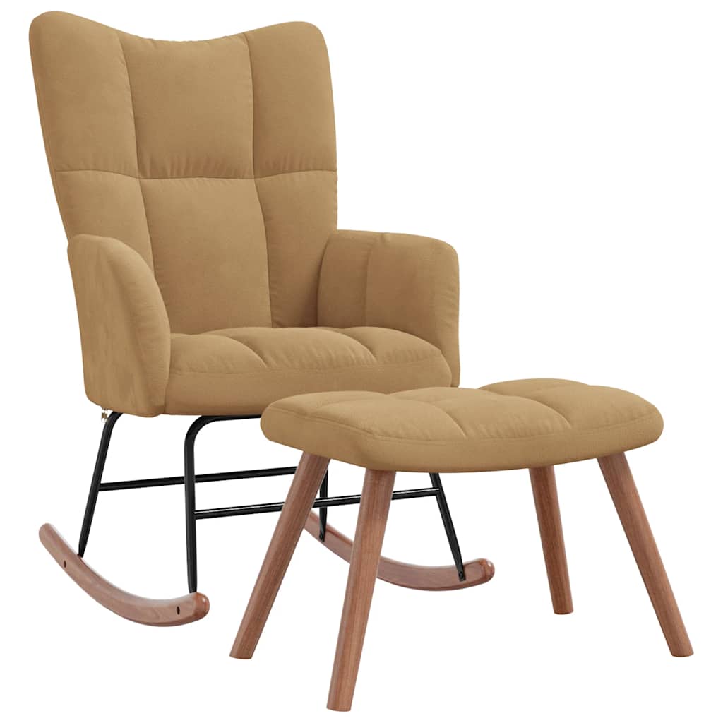 Schommelstoel met kruk bruin fluweel is nu te koop bij PeponiXL, paradijselijk wonen!