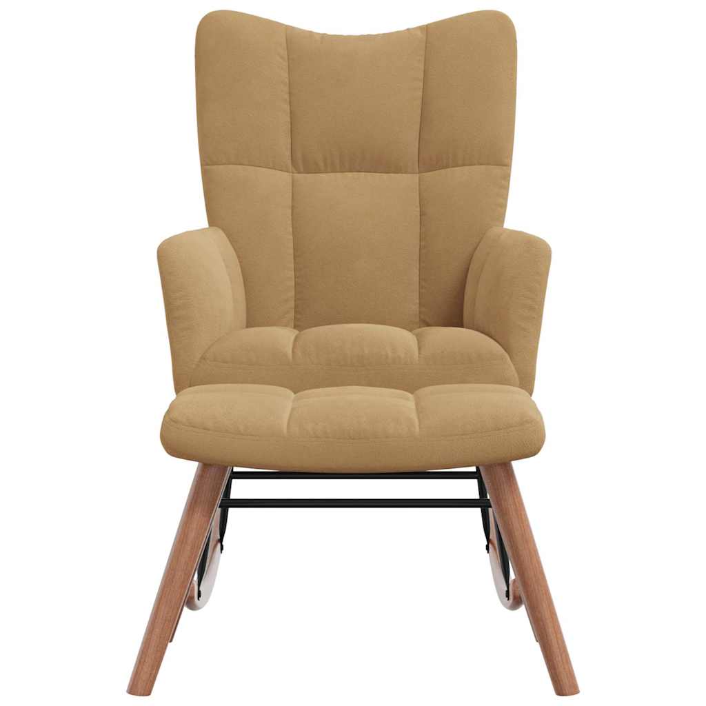 Schommelstoel met kruk bruin fluweel is nu te koop bij PeponiXL, paradijselijk wonen!