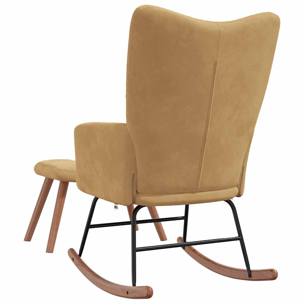 Schommelstoel met kruk bruin fluweel is nu te koop bij PeponiXL, paradijselijk wonen!