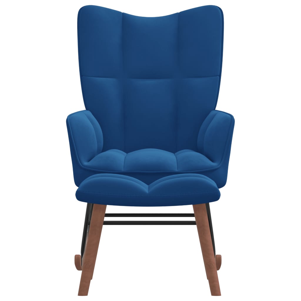 Schommelstoel met krukje blauw fluweel is nu te koop bij PeponiXL, paradijselijk wonen!