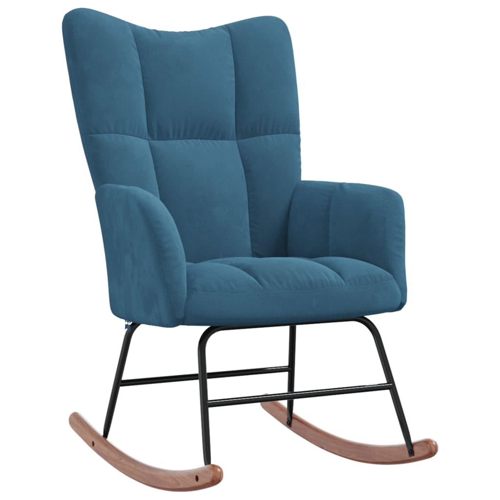 Schommelstoel met krukje blauw fluweel is nu te koop bij PeponiXL, paradijselijk wonen!