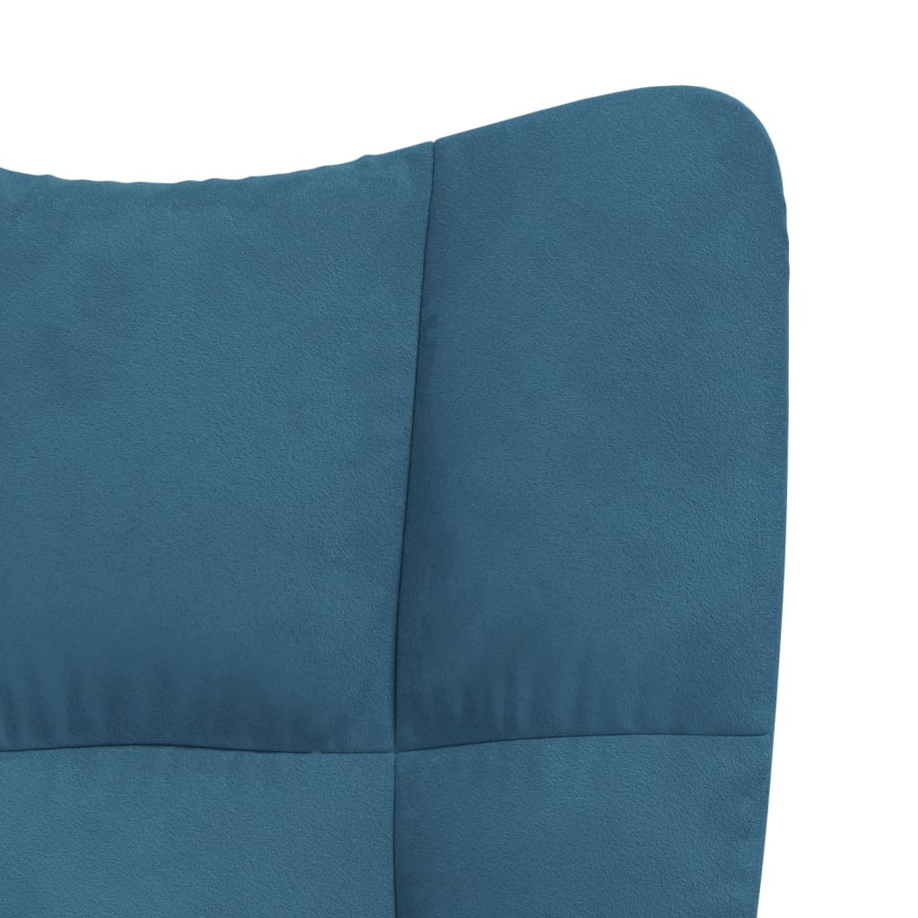Schommelstoel met krukje blauw fluweel is nu te koop bij PeponiXL, paradijselijk wonen!