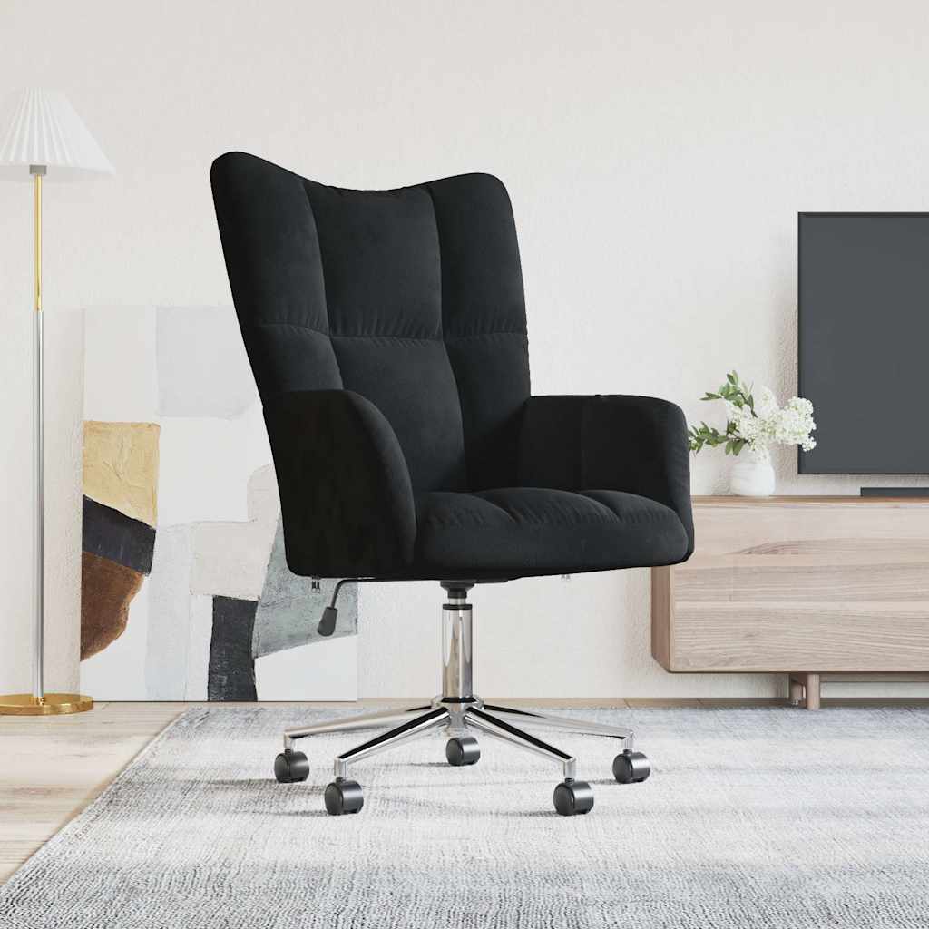 Relaxstoel fluweel zwart is nu te koop bij PeponiXL, paradijselijk wonen!