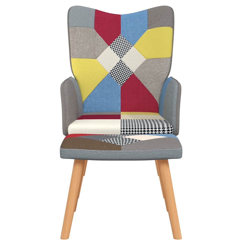 Relaxstoel met voetenbank patchwork stof is nu te koop bij PeponiXL, paradijselijk wonen!