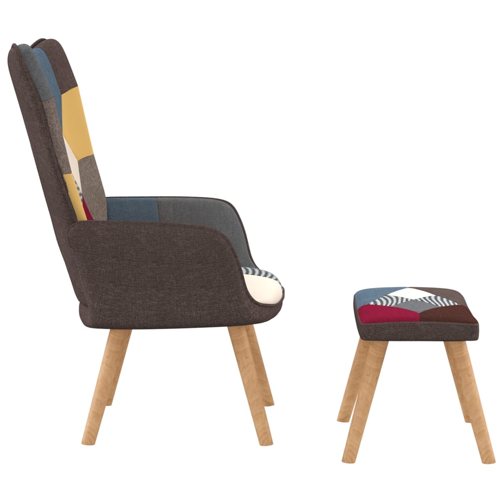 Relaxstoel met voetenbank patchwork stof is nu te koop bij PeponiXL, paradijselijk wonen!