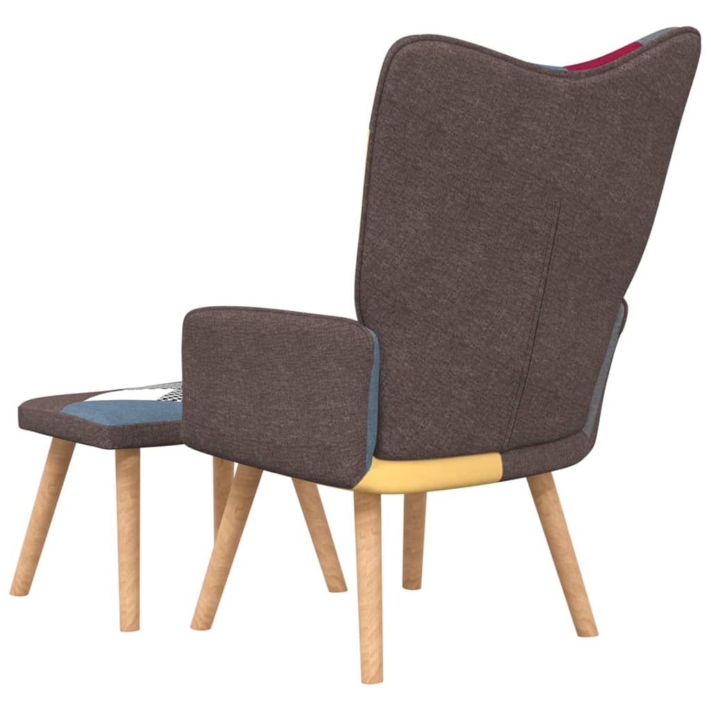 Relaxstoel met voetenbank patchwork stof is nu te koop bij PeponiXL, paradijselijk wonen!