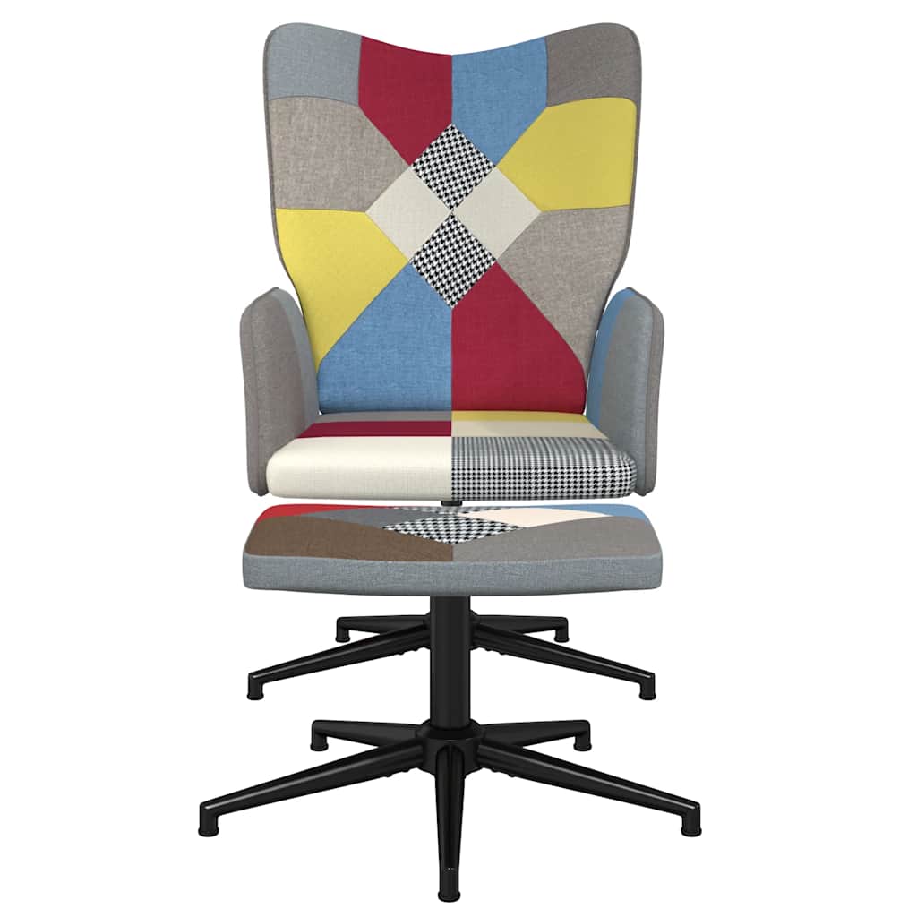 Relaxstoel met voetenbank patchwork stof is nu te koop bij PeponiXL, paradijselijk wonen!