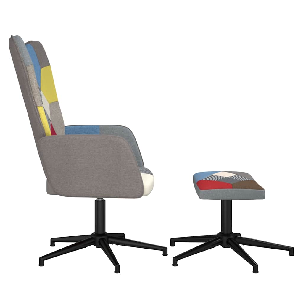 Relaxstoel met voetenbank patchwork stof is nu te koop bij PeponiXL, paradijselijk wonen!