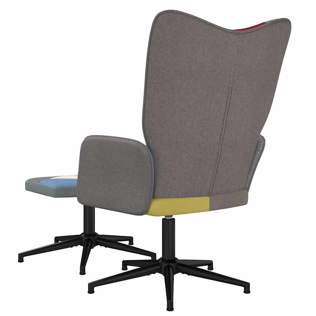 Relaxstoel met voetenbank patchwork stof is nu te koop bij PeponiXL, paradijselijk wonen!