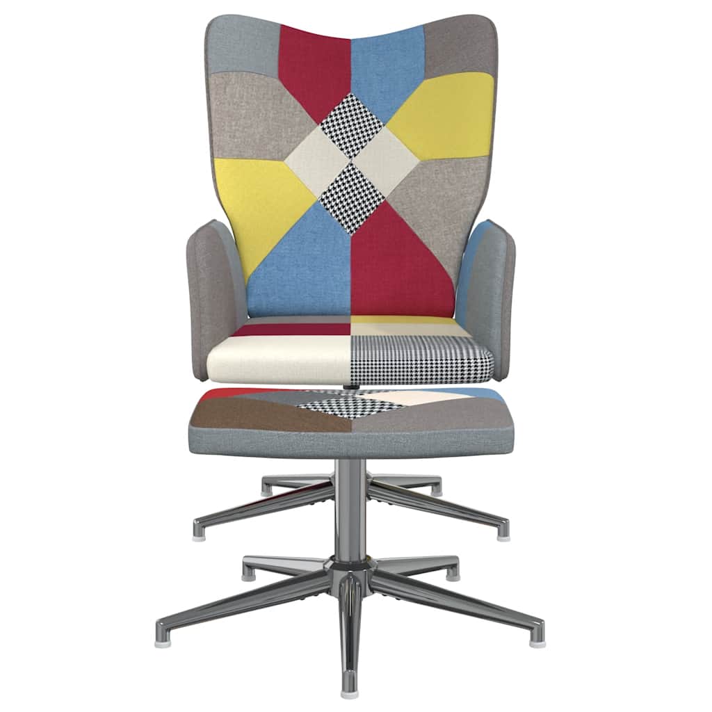 Relaxstoel met voetenbank patchwork stof is nu te koop bij PeponiXL, paradijselijk wonen!