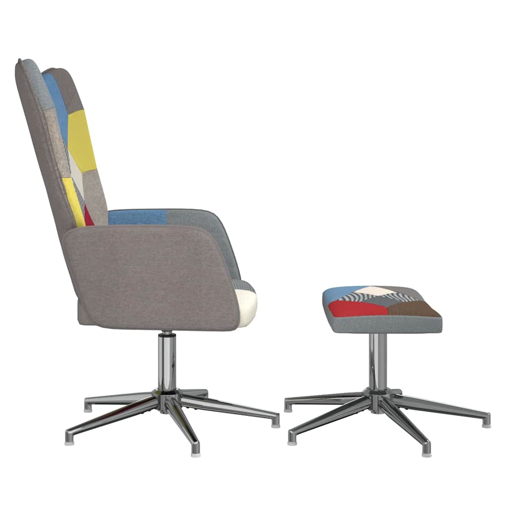 Relaxstoel met voetenbank patchwork stof is nu te koop bij PeponiXL, paradijselijk wonen!