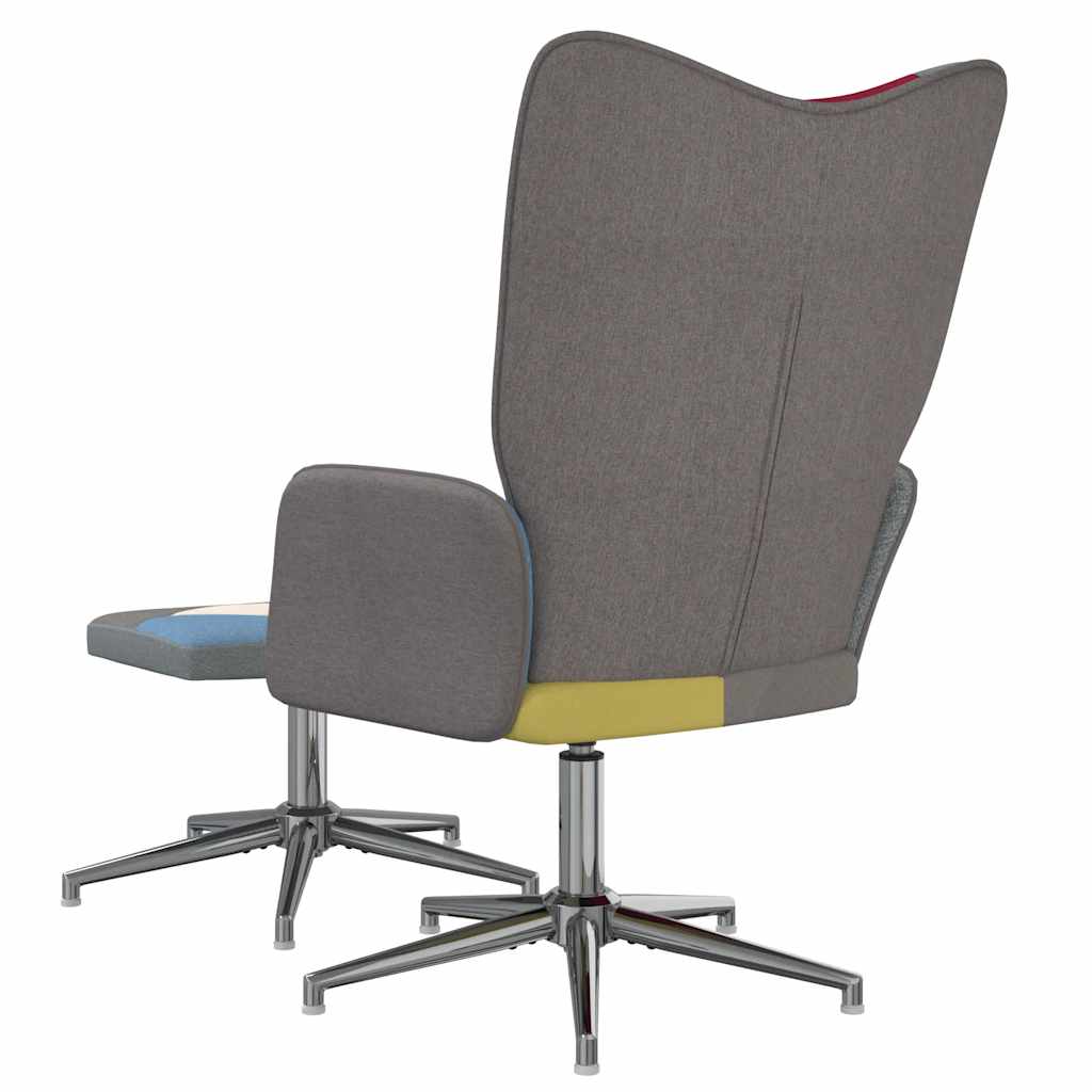 Relaxstoel met voetenbank patchwork stof is nu te koop bij PeponiXL, paradijselijk wonen!