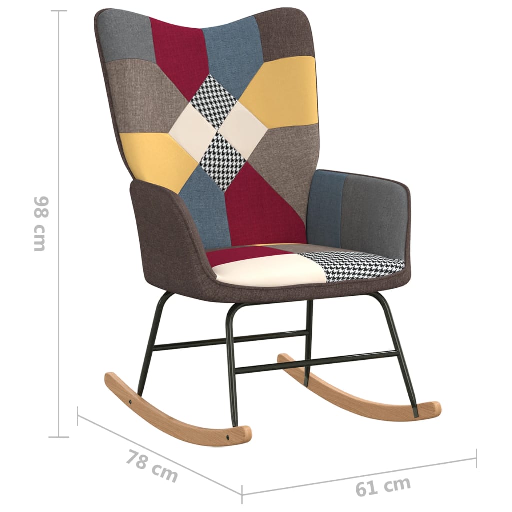 Schommelstoel patchwork stof is nu te koop bij PeponiXL, paradijselijk wonen!