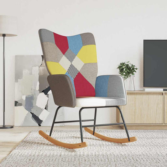 Schommelstoel patchwork stof is nu te koop bij PeponiXL, paradijselijk wonen!
