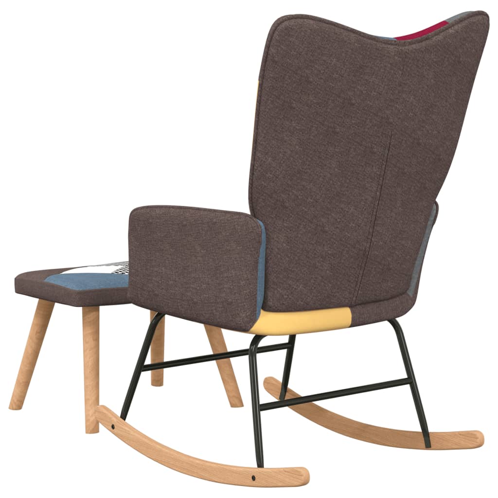 Schommelstoel met voetenbank patchwork stof is nu te koop bij PeponiXL, paradijselijk wonen!