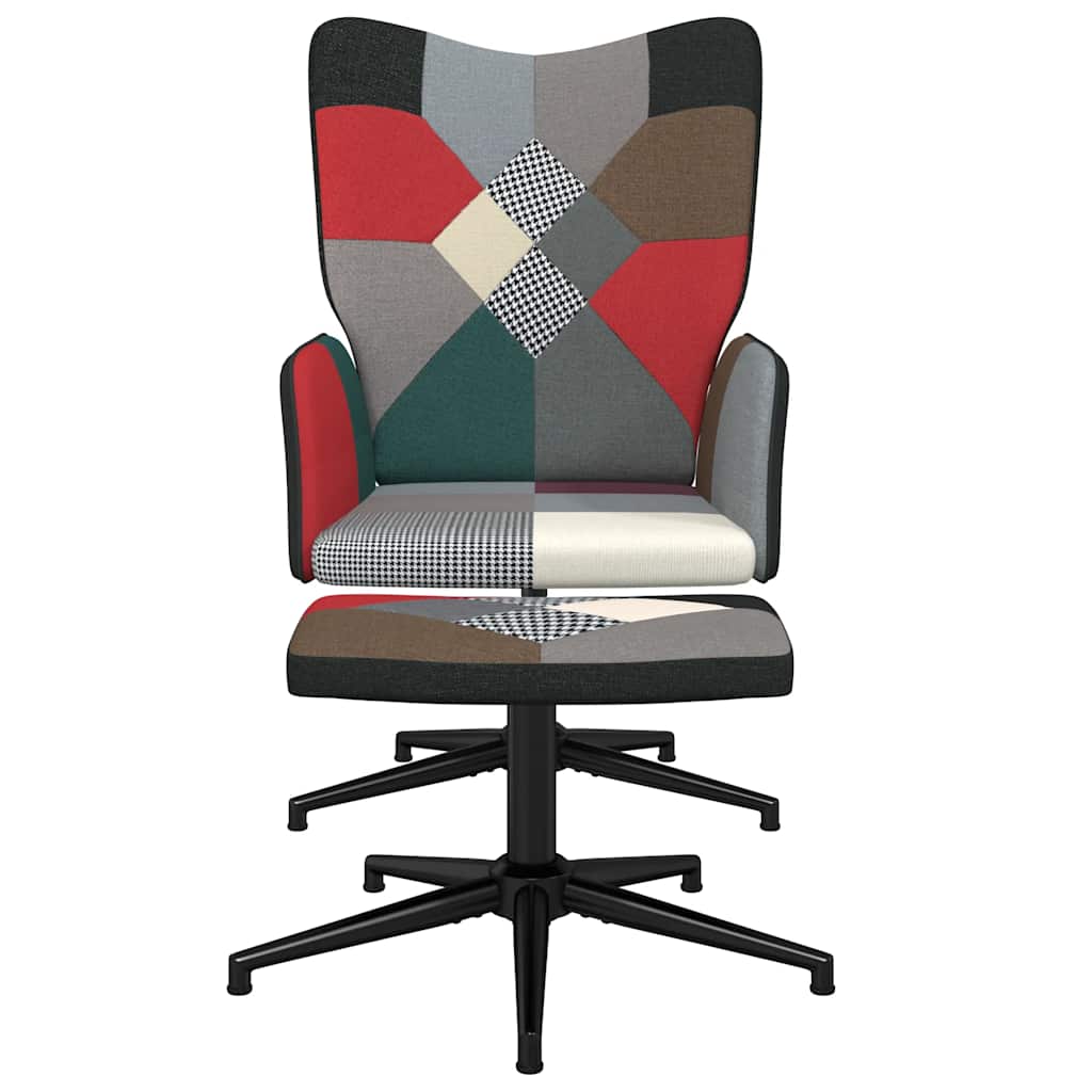 Relaxstoel met voetenbank patchwork stof is nu te koop bij PeponiXL, paradijselijk wonen!