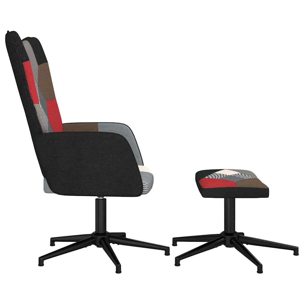 Relaxstoel met voetenbank patchwork stof is nu te koop bij PeponiXL, paradijselijk wonen!