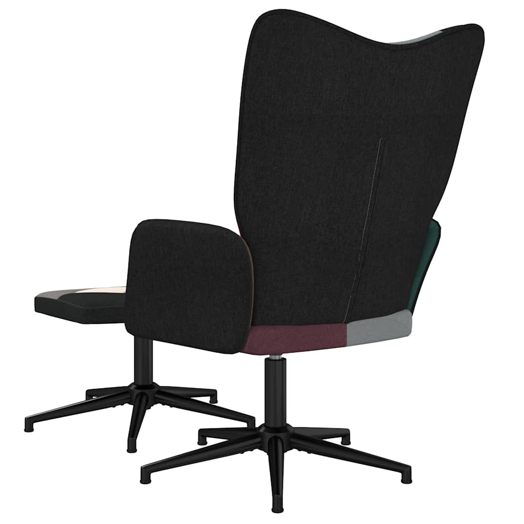 Relaxstoel met voetenbank patchwork stof is nu te koop bij PeponiXL, paradijselijk wonen!