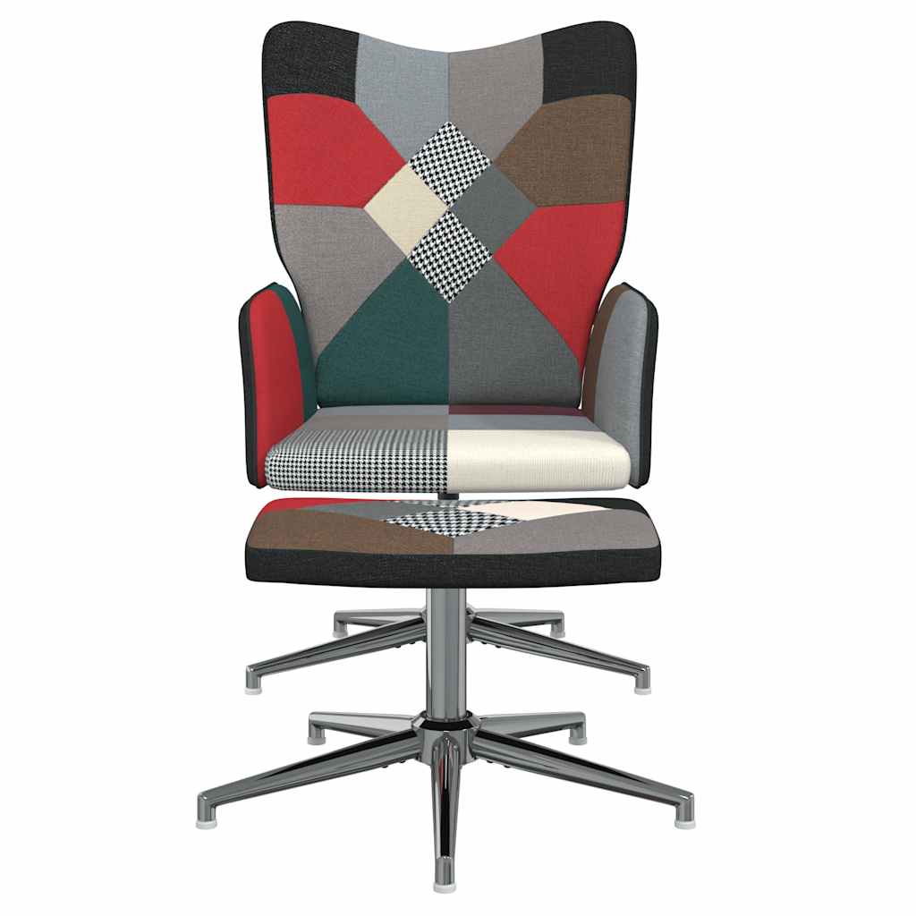 Relaxstoel met voetenbank patchwork stof is nu te koop bij PeponiXL, paradijselijk wonen!