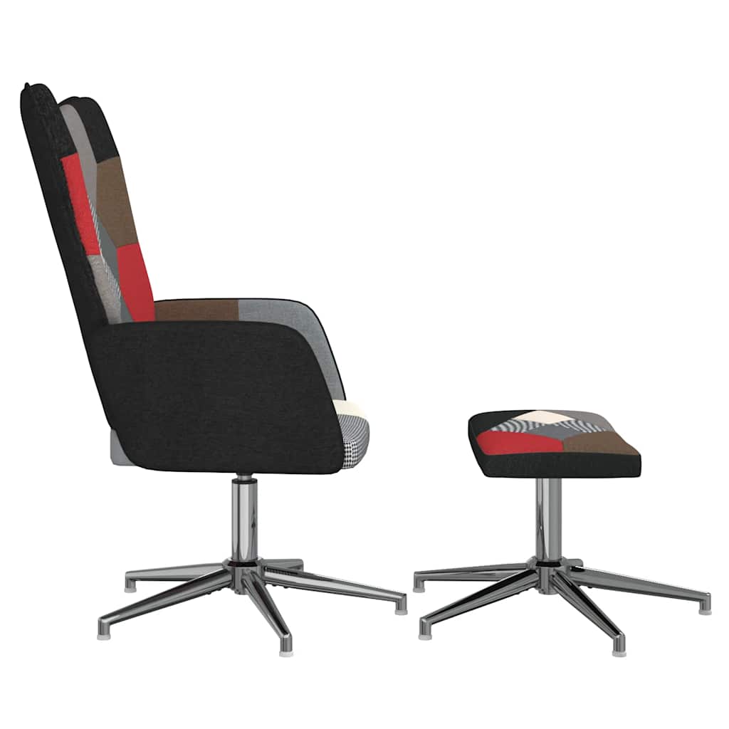 Relaxstoel met voetenbank patchwork stof is nu te koop bij PeponiXL, paradijselijk wonen!