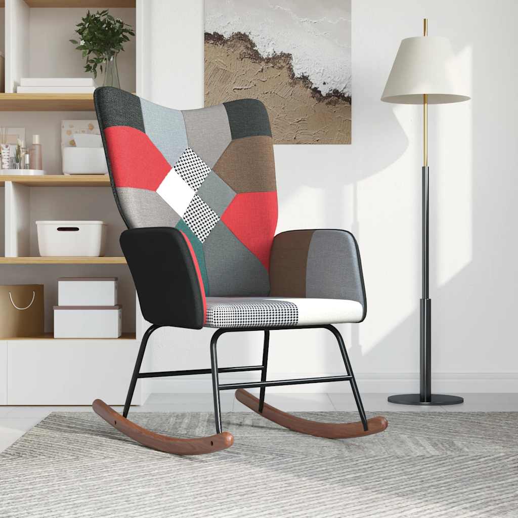Schommelstoel patchwork stof is nu te koop bij PeponiXL, paradijselijk wonen!