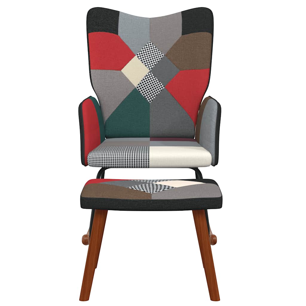 Schommelstoel met voetenbank patchwork stof is nu te koop bij PeponiXL, paradijselijk wonen!