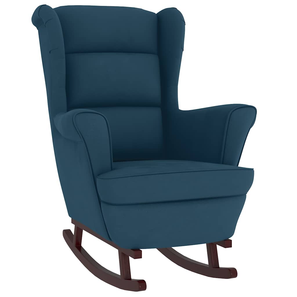 Schommelstoel met oorleuning fluweel massief hout blauw is nu te koop bij PeponiXL, paradijselijk wonen!