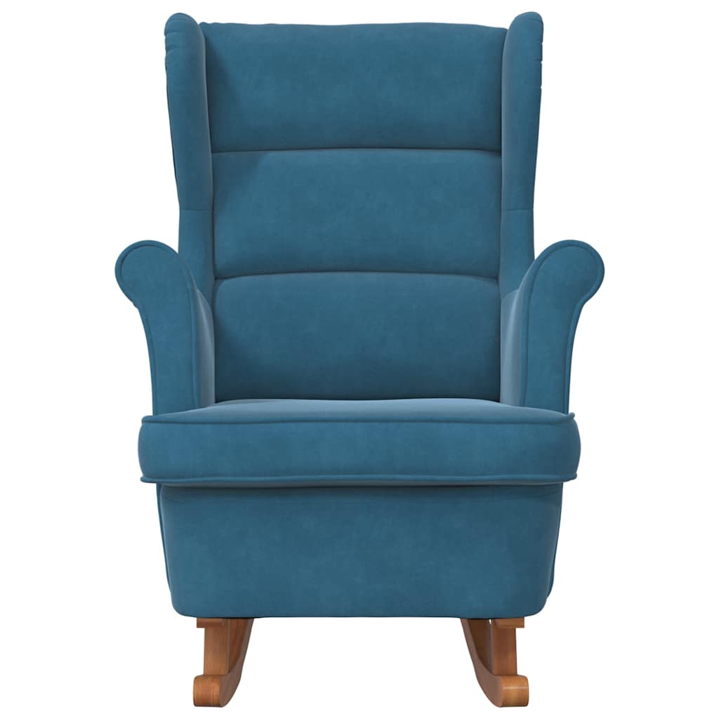 Schommelstoel met oorleuning fluweel massief hout blauw is nu te koop bij PeponiXL, paradijselijk wonen!