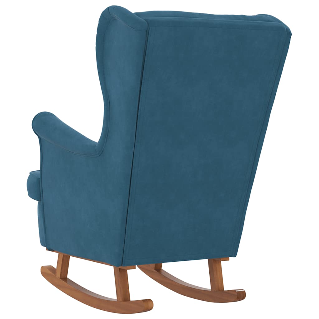 Schommelstoel met oorleuning fluweel massief hout blauw is nu te koop bij PeponiXL, paradijselijk wonen!