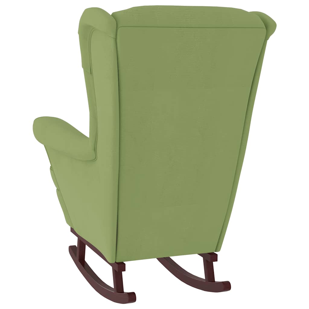 Schommelstoel met oorleuning lichtgroen fluweel massief hout is nu te koop bij PeponiXL, paradijselijk wonen!