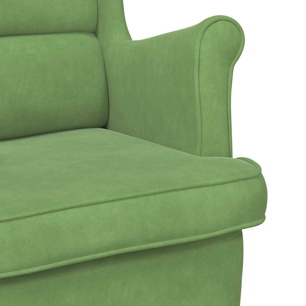 Schommelstoel met oorleuning lichtgroen fluweel massief hout is nu te koop bij PeponiXL, paradijselijk wonen!
