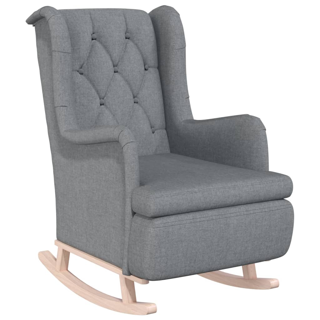 Fauteuil met massief rubberwood schommelpoten stof lichtgrijs is nu te koop bij PeponiXL, paradijselijk wonen!