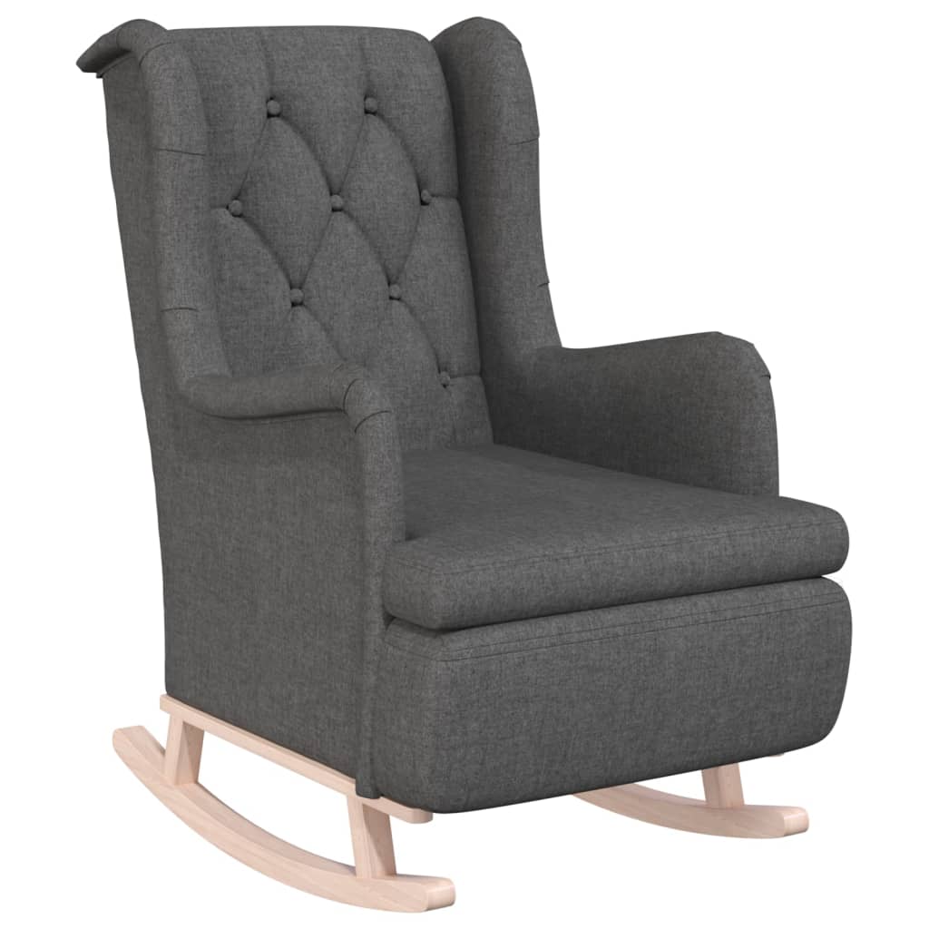Fauteuil met massief rubberwood schommelpoten stof donkergrijs is nu te koop bij PeponiXL, paradijselijk wonen!
