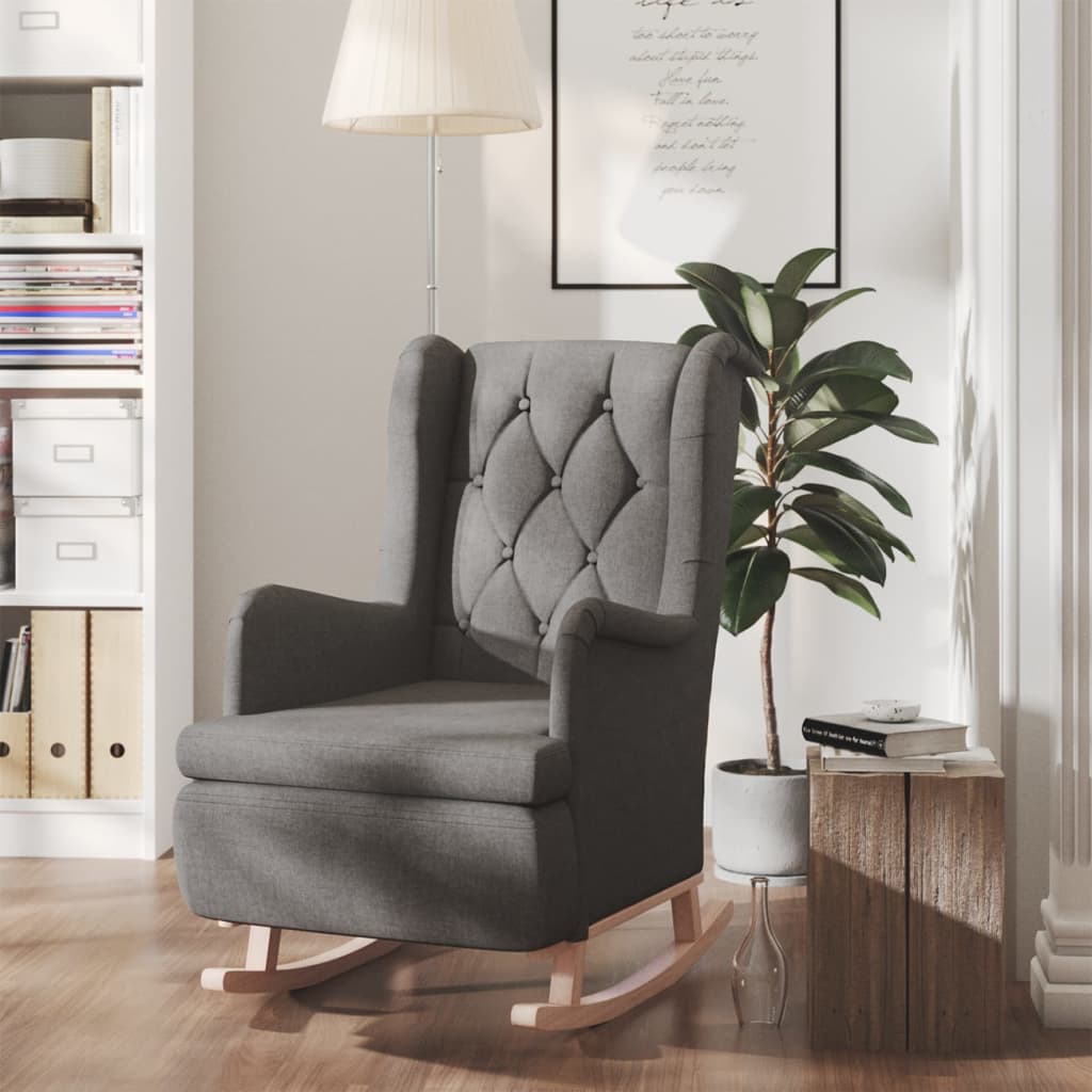 Fauteuil met massief rubberwood schommelpoten stof donkergrijs is nu te koop bij PeponiXL, paradijselijk wonen!