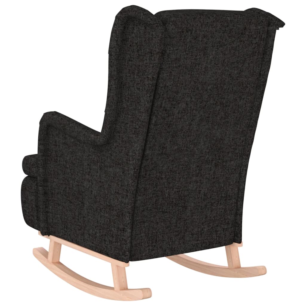 Fauteuil met massief rubberwood schommelpoten stof zwart is nu te koop bij PeponiXL, paradijselijk wonen!