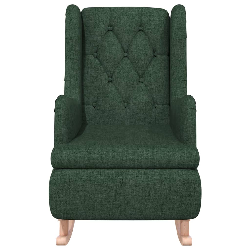 Fauteuil met massief rubberwood schommelpoten stof donkergroen is nu te koop bij PeponiXL, paradijselijk wonen!