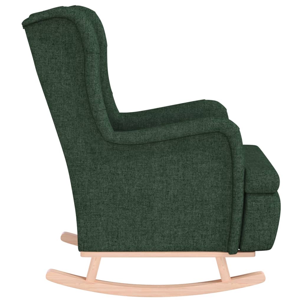 Fauteuil met massief rubberwood schommelpoten stof donkergroen is nu te koop bij PeponiXL, paradijselijk wonen!