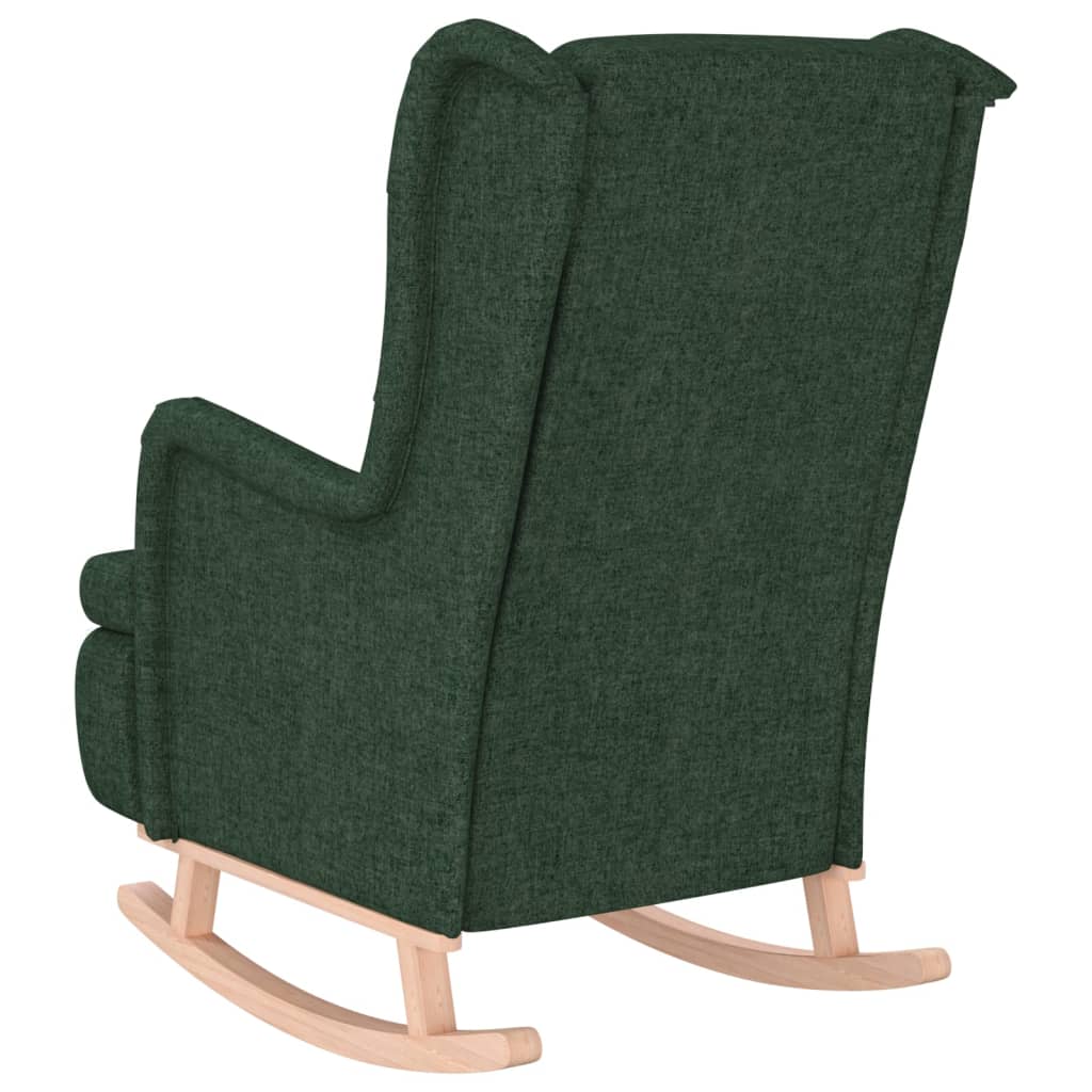 Fauteuil met massief rubberwood schommelpoten stof donkergroen is nu te koop bij PeponiXL, paradijselijk wonen!
