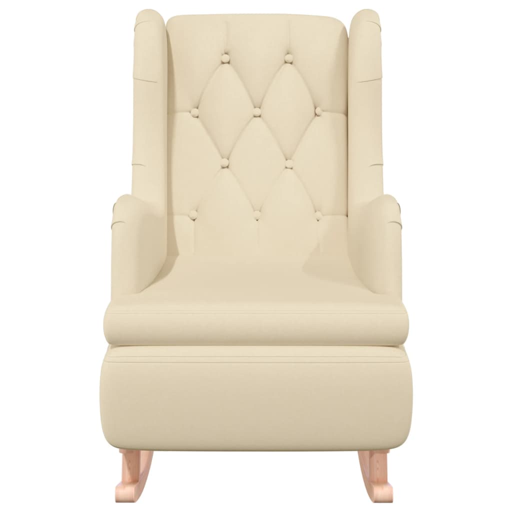 Fauteuil met massief rubberwood schommelpoten stof crèmekleurig is nu te koop bij PeponiXL, paradijselijk wonen!