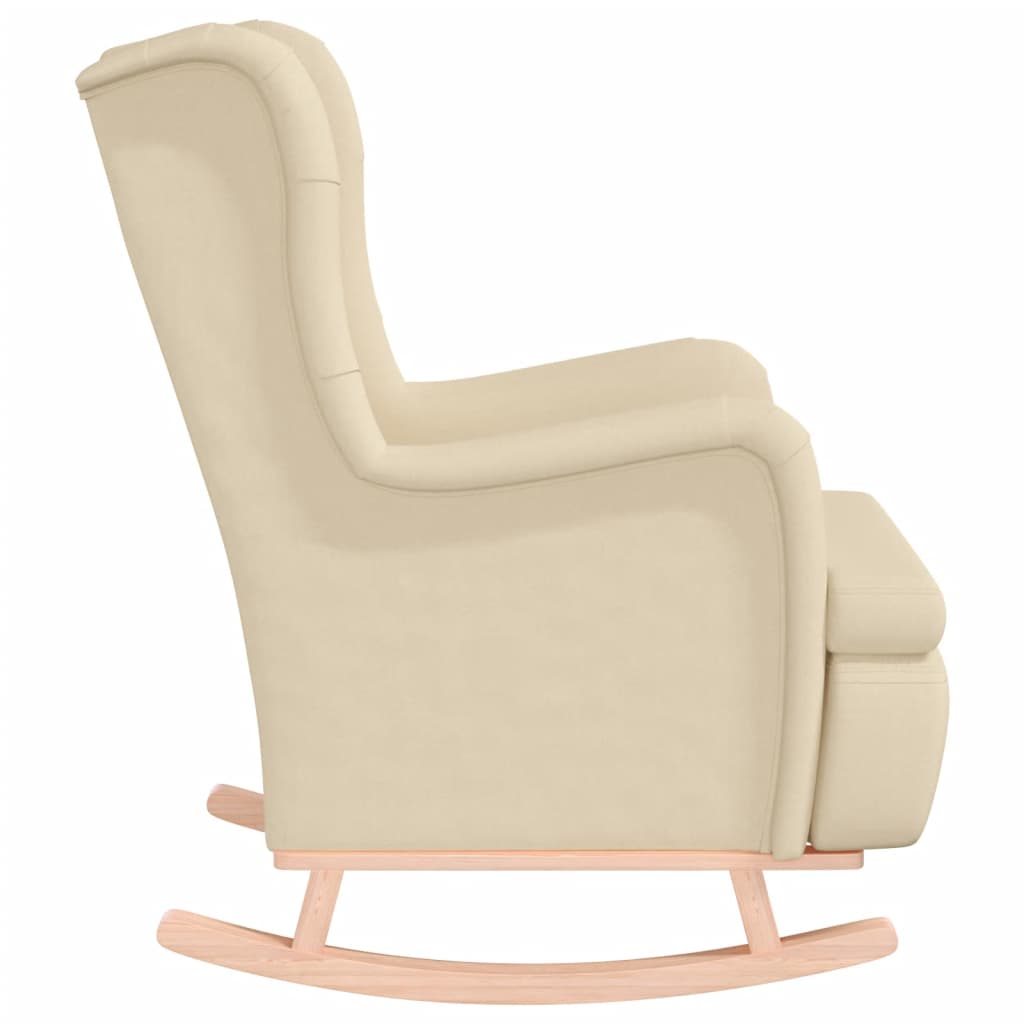 Fauteuil met massief rubberwood schommelpoten stof crèmekleurig is nu te koop bij PeponiXL, paradijselijk wonen!