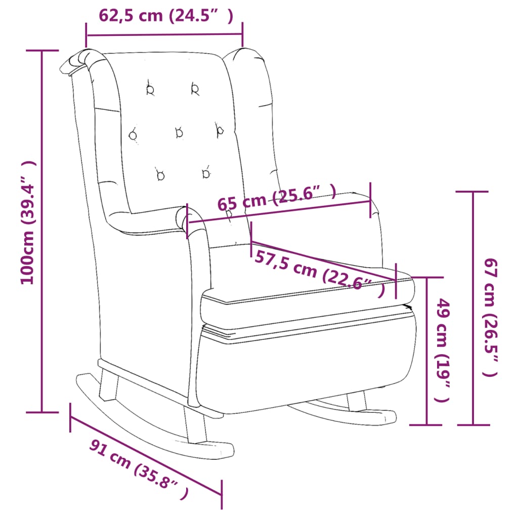 Fauteuil met massief rubberwood schommelpoten stof crèmekleurig is nu te koop bij PeponiXL, paradijselijk wonen!