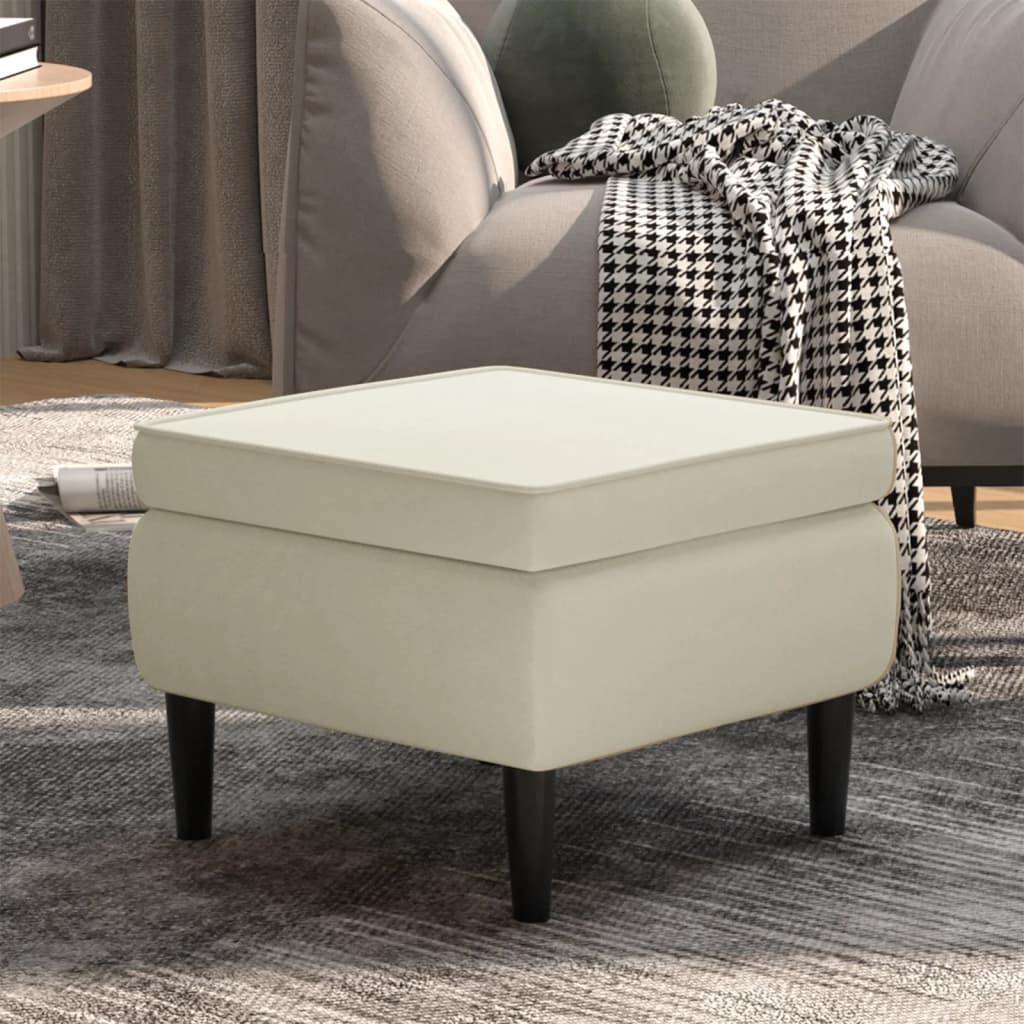 Kruk met houten poten crèmekleurig fluweel is nu te koop bij PeponiXL, paradijselijk wonen!